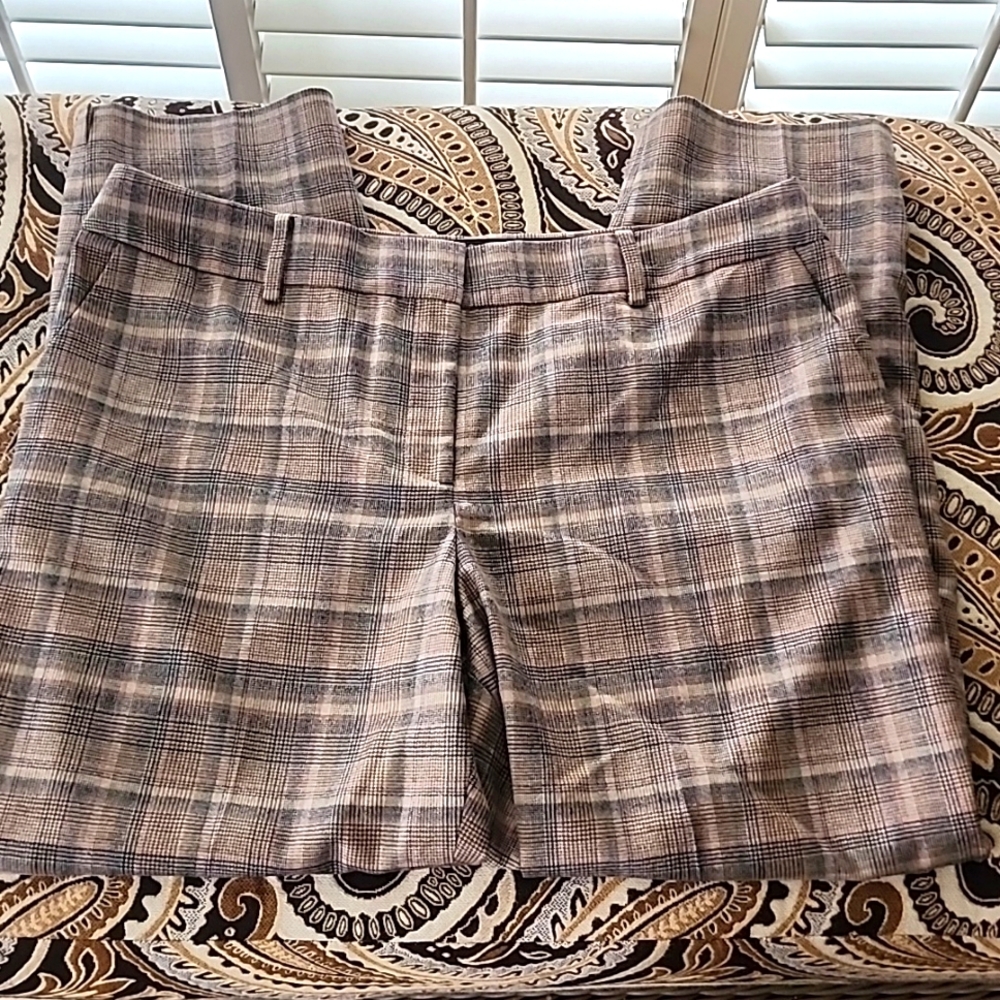 Talbots Hampshire Ankle Lined Wool Brown Plaid Pants - Size 16